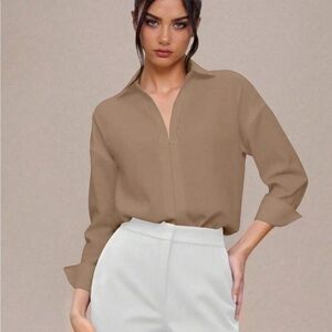 Chic Tan Women's Bodysuit Blouse